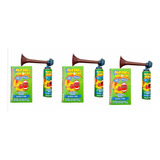 Kit C/3 Buzina Da Alegria A Gás Spray Com Corneta 215ml