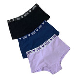 Kit C/3 Calcinha Boxer Algodão Cueca Feminina Shorts Confort