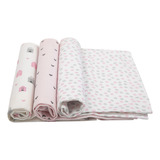 Kit C/3 Peças Cueiro Bebê Flanelado, Menino Ou Menina Papi.