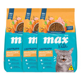 Kit C/3 Ração Max Cat Selection Frango Gatos Castrados 1kg