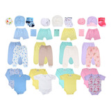 Kit C/36 Body Bebê + Mijão Liso E Estampado Peças Roupa Bebê