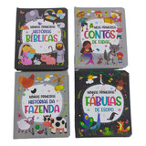Kit C/4 Livros Minhas Primeiras Histórias: Contos De Fadas, Histórias Da Fazenda, Histórias Bíblicas E Fábulas - Capa Almofadada E Páginas Duras