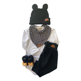Kit C/4 Pçs Infantil Bebê Body + Saruel + Babador + Meia 3d