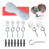 Kit C/5 Corda Secador Varal Teto Parede Chão C/carretilha