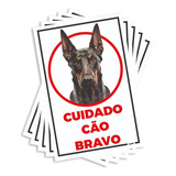 Kit C\5 Placas Atenção Cão Proteção Dobermann Cuidado Bravo
