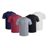 Kit C/5 Un Camisa Blusa Camiseta Masculina Gola V Basicas