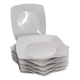 Kit C/50 Prato Quadrado Plastico P/ Refeições Lanches Branco