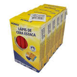 Kit C/6 Caixas Lápis De Cera Estaca Vermelho - Acrilex