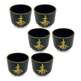 Kit C/6 Copo Guinomi Bebida Japonesa Coreana 80ml Preto