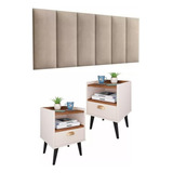 Kit Cabeceira 1,60 Cama Suede Luxo + 2 Mesinhas Quarto Decor