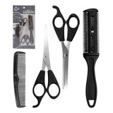 Kit Cabeleireiro Tesoura Desbaste Pente Tesoura Picote 4 Uni