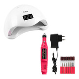Kit Cabine Estufa 48w + Mini Lixadeira Motor Unhas Acrigel