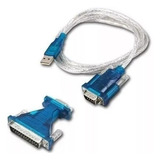 Kit Cabo Conversor Usb Serial Rs232 Macho + Adaptador Db25