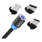 Kit Cabo Magnético Topk C/ Todos Conectores Micro Usb Type-c