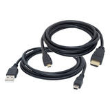 Kit Cabos De Video Hdmi E Dados Usb P/ Câmera E Filmadoras 