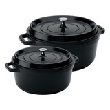 Kit Caçarola Hercules Ceramico Indução Preto 4,3l + 6,8l