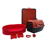 Kit Cachorro Europa Cama Transporte Educador Xixi Sim/não Cor Vermelho