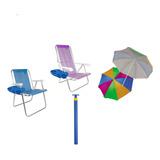 Kit Cadeira Aluminio + Reclinável +guarda