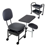 Kit Cadeira Manicure Cirandinha + Carrinho Auxiliar Preto