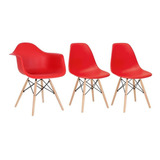 Kit Cadeiras Eames Eiffel Wood 1 Daw 2 Dsw Varias Cores Cor Da Estrutura Da Cadeira Vermelho