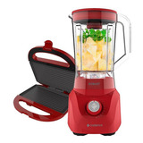 Kit Cadence Colors Vermelho - Liquidificador E Sanduicheira 127v