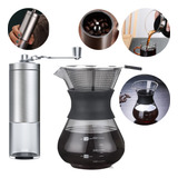 Kit Café Gourmet Moedor Manivela Cafeteira Filtro Inox 400ml