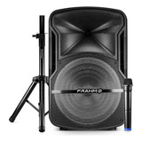 Kit Caixa Acústica Frahm Cmf 600 Bivolt Led Com Tripé E Microfone Cor Preto 110v/220v