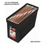 Kit Caixa Arquivo Movel P/pasta Susp Preto Estreito 2un