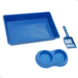Kit Caixa De Areia Pet Gato + Pá Comedouro Bebedouro Duplo