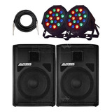 Kit Caixa De Som Ativa Passiva 12 500w Rms + 2 Canhão De Led