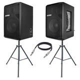 Kit Caixa De Som Ativa Passiva 500w Rms Usb + Cabo 10m