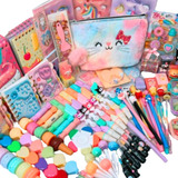 Kit Caixa Papelaria Fofa Kawaii 15 Itens Presente Criativos