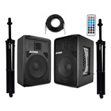 Kit Caixa Som Ativa Bluetooth Passiva 500w Rms+tripe+cabo10m