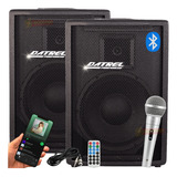 Kit Caixa Som Bluetooth 400w Rms Ativa + Passiva + Microfone Cor Preto 110v/220v