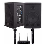 Kit Caixa Som Saga 8 Ativa Passiva Mic Dylan Udx02 S/fio Mão