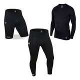 Kit Calça Bermuda Camisa Ciclismo Acolchoada Bike C/ Bolso