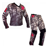 Kit Calça + Camisa Amx Classic Camuflado Vermelho