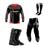 Kit Calça Camisa Bota Trilha Motocross