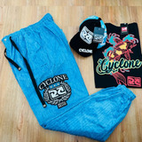Kit Calça De Veludo Cyclone Blue, Camiseta E Boné