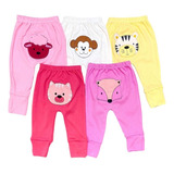 Kit Calça Para Bebe Mijão Vira Pé 5 Peças Cores Suedine Top 