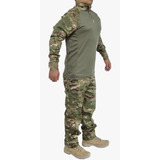 Kit Calça Tática + Combat Shirt Camuflada Multicam Airsoft