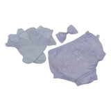 Kit Calcinha Bebê Menina Bunda Rica 100% Algodão, Meia, Laço