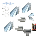 Kit Calha Telhado Beiral 5m Galvanizada - Suporte Prolongado