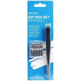 Kit Caligrafia Sinoart Dip Pen Set 5 X Penas Stub + Cabo