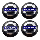 Kit Calota Emblema Roda Volvo C30 Xc60-90 S40-60 Azul/preta