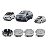 Kit Calota Tampa Centro Roda Honda Fit City Civic Prata