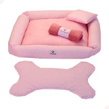 Kit Cama Caminha Pet Para Cachorro Lavável - Tamanho G Cor Chevron Rosa