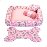 Kit Cama Caminha Pet Para Cachorro Lavável - Tamanho G Cor Nuvens Rosa