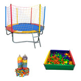 Kit Cama Elástica 2,44 Cercadinho De Piscina 1,50m + 500 Bol