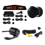 Kit Camera De Re + Sensor De Estacionamento C/ Display Preto